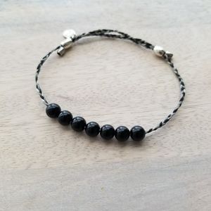 Onyx and Sterling Alex and Ani Bracelet